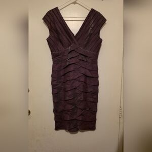 Aidan Mattox Plum Tiered Midi Dress